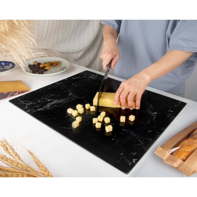 Kitchenville Glass Cutting Board 20”x16”: Tempered Glass Kitchen Counter Protector