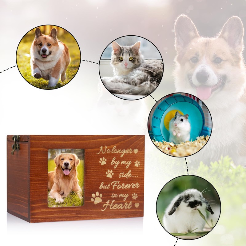 LPREUTWN Pet Memorial Urn for Dog or Cat Ashes Wooden