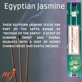 Original Satya Nag Champa Egyptian Jasmine Incense Sticks | with M&J incense sticks holder | Full Box | for Aromatherapy, Spa, Yoga, Weddings, Meditation, Healing, Positivity and Relaxation