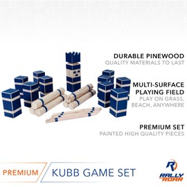 Kubb Premium Set Yard Game Set for Adults, Families - Fun, Interactive Outdoor Family Games - Durable Wood Blocks with Travel Bag - Clean, Games for Outside, Lawn, Bars, Backyards