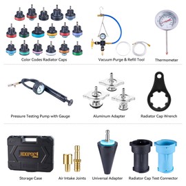 KOOPOOL 30PCS Radiator Pressure Tester Kit, Coolant Pressure Tester and Vacuum Refill Kit for Automotive Cooling System Water Tank Leakage Detection