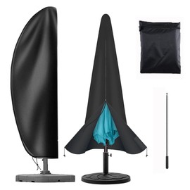 Patio Umbrella Cover Waterproof Outdoor Cantilever For 9'-13'Cantilever Umbrella, Upgrade 420d Heavy Duty Umbrellas Covers With Support Pole And Straps