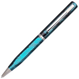 Lanier Turquoise Elica Ballpoint Pen - White Accents and Shiny Chrome Ring & Parts with Medium Tip 0.7mm Cross Style Refill