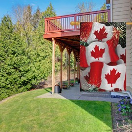 Louise Maelys Canadian Flag 28x40 Double Sided Vertical, Burlap Small Happy Canada Day Welcome Banner Garden Yard House Flags Patriotic Outside Outdoor House Decoration (ONLY FLAG)