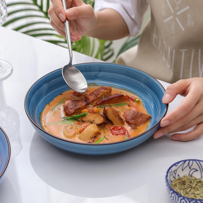 Selamica Ceramic Pasta Bowls Set 34 OZ, Large Salad Bowl