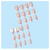 24pcs Coffin False Nail White 3D Bowknot Decor Nail with