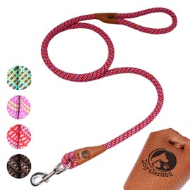 Dog Garden Lightweight Leash 【Supervised by Dog Trainer】for Small Dogs 1.0cm×130cm Easy to Hold Nighttime Reflection Rope Training (Red)