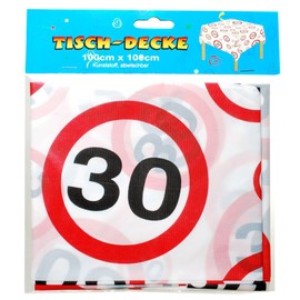 Traffic Sign Design 30th Birthday Tablecloth | 100cm x 100cm