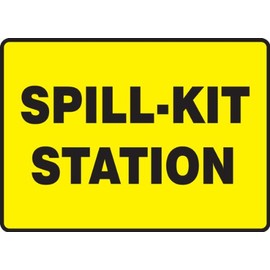 Accuform MCHL563VA Aluminum Safety Sign, Legend "Spill-KIT Station", 7" Length x 10" Width, Black on Yellow