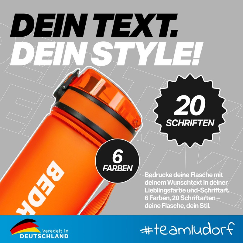 #teamludorf MiniCAMPOS Water Bottle - Individually Printable - Leak-Proof -