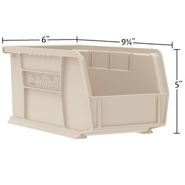 Akro-Mils 30237 AkroBins Plastic Storage Bins, Space-Saving Stackable Bins for Garage, Pantry, Craft Organization, 9" x 6" x 5", Green, 12-Pack