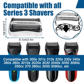 Series 3 Shaving Head 32S Replacement Shaver Head Compatible with Braun Series 3 Men's Razor Shaving Head Replacement for Series 3 3000s, 3010s, 3040s, 350cc, 300s, 310s (32S Silver)