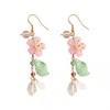 Pink Flower Dangle Earrings Sakura Earrings Cherry Blossoms Floral tassel