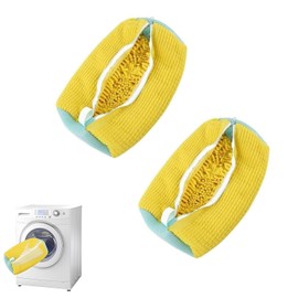 Shoe Washing Machine Bag, Laundry Shoe Bag for Washer and Dryer, 360° Wrap-Around Shoe Cleaning Bag, Reusable Shoe Washing Bag for All Shoe Types & Sizes (2, Yellow)