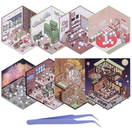 Mayoii 8 Sets DIY 3D House Stickers,Fun DIY Stickers Scene Make Your Own Fun DIY Stacking Scene Stickers,DIY 3D Sticker Scene Stickers (Muiticolor-Set2)