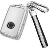 Yonmcfn for mazda key fob cover with metal/leather keychain,TPU 4 Buttons Key case,compatible with 2020 2021 2022 2023,CX-5, CX-3, CX-9 Hatchback Remote smart Key,car Key Accessories,Silver white