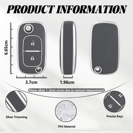 TOOMUME Key Case TPU Car Key Case Fits Renault Trafic Twingo Kangoo Megane Clio Captur Modus Master Wind Smart Forfour Fortwo, Key Cover Protection Key Shell - Flip Key