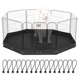 Colewin Dog Playpen Bottom Pad, Floor Protector Dog Playpen Bottom Cover for 24in 8 Panels Play Pen, Dog Pen Bottom Cover Doubles as Top Cover (Black)(Playpen Not Included)