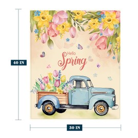 YeeJu Spring Baby Throw Blanket 30x40 Small Farmhouse Spring Theme Floral Blanket for Toddler Swaddle Pet Crib Soft Fuzzy Plush Fleece Blankets and Throws Easter Decorative Blanket