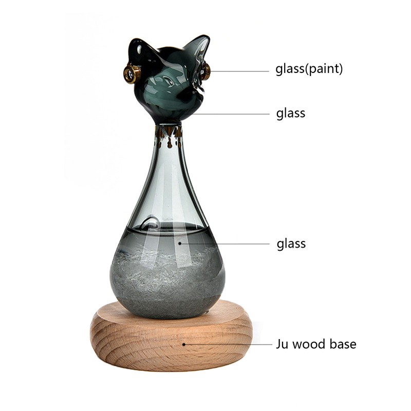 Weather Predictor Cat Bottle Black Ergonomic Rugged Glass Weather Predictor