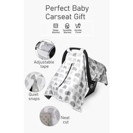 Boryokun Car Seat Cover for Babies, Minky Winter Infant Car Seat Cover, Nursing Cover for Baby Breastfeeding, Suitable for Baby Carrier, Stroller, with Peekaboo Opening Car Seat Canopy