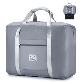 SPAHER Foldable Travel Bag, Lightweight Travel Luggage, Waterproof Hand Luggage, Nylon Travel Bag for Suitcase Handle, Large Sports Bag, Practical Duffle Bag, Weekender Overnight Bag, gray, carry-on