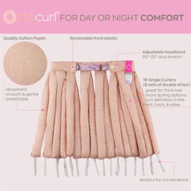 Octocurl Heatless Curls Headband - Hair Curlers to Sleep In - Heatless Curlers for Extra Long Hair (Cotton - Pink)