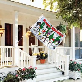 Happy Holidays (Snowmen) Polyester Flag, 3' x 5' - Perfect for Christmas & Holiday Decor!