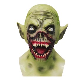 BEJOYFMY Vampire Mask with Sharp Teeth, Anxiety Latex Demon Monster Face Masks for Adults, Cosplay, Party Props - Green