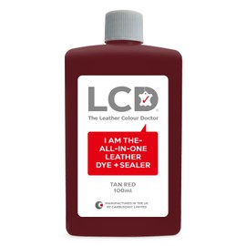 LCD All-in-One Leather dye & Sealer - Repair & Restore Paint, Permanent Colour for Sofas, Shoes, Handbags, Clothing, self-Sealing 100ml by The Leather Colour Doctor (Tan Red)