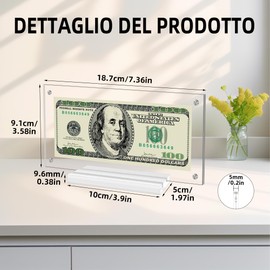 Cornice per banconote da un dollaro, porta banconote da un dollaro con base a due scomparti, cornice protettiva trasparente bifacciale per francobolli, espositore in acrilico per collezione di valuta