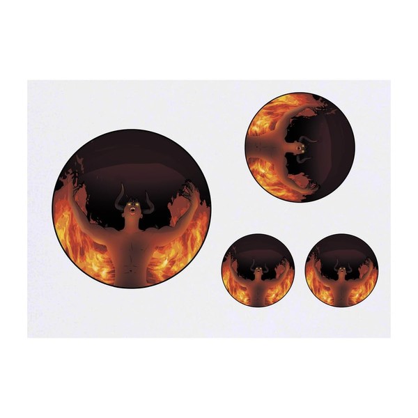 4 x 'Demonic Figure in Flames' Temporary Tattoos - Water