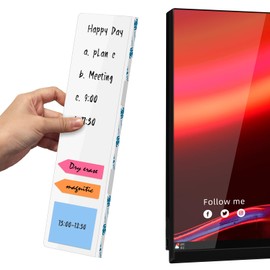 Crpich Large Acrylic Memo Board – 13.2" x 3.3", 1 Pack White Sticky Note Holder for Monitor Side, Desk Organizer with Screen-Safe Adhesive Strip