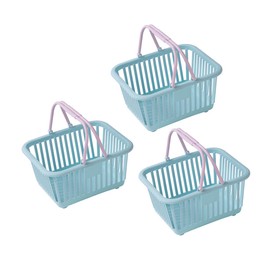STOBAZA 3pcs Storage Basket Kids Shopping Basket Mini Grocery Basket Fruit Vegetable Basket Mini Plastic Baskets Mini Shopping Basket Containers for Fruit Square Small Basket