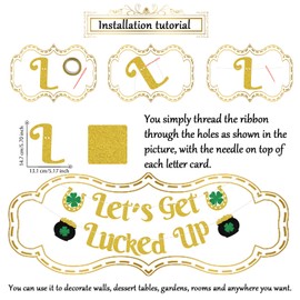 Let's Get Lucked Up Banner St Patricks Day Banner St Patricks Day Decorations Irish Festival Party Decor Supplies Gold