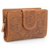 ekavale Ladies Floral Pattern RFID Protection Leather Multi Pocket Tri