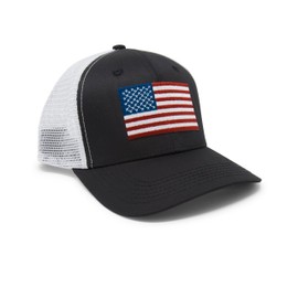 International Tie American Flag Hat for Men and Women - USA Flag Patriotic Trucker Baseball Snapback Cap (Black/White)