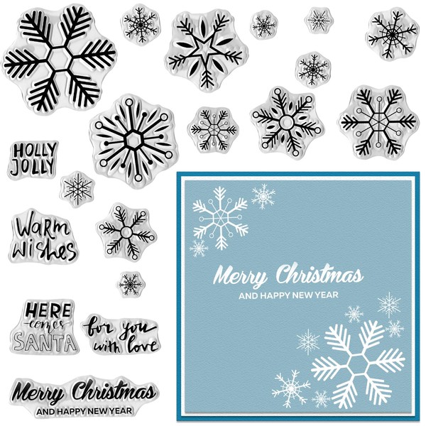 Threetols Christmas Theme Clear Silicone Stamps Decorative Xmas Theme Winter