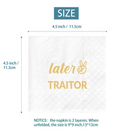 Joyiou Later Traitor Cocktail Napkins, Going Away Party Decorations Gift for Coworker Friends, 50pcs Job Change Relocating Last Day Office Party Napkins Supplies Favors, Folded 4.5x4.5 inches 2-Ply