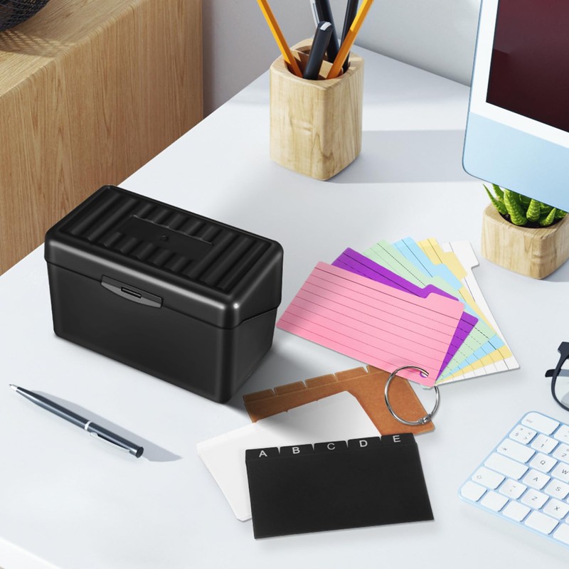 DIYEAH Index Card Box Set Flash Card Organizer Box with