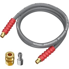 Heliwoo 10FT 3/8" Pressure Washer Hose 4800PSI Flexible Wire Power Washer Hose
