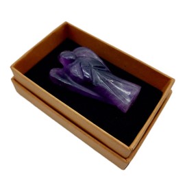 Guardian Angel Amethyst Gemstone 5 cm Lucky Charm Healing Stone with Jewellery Box Energy Spirituality Happiness