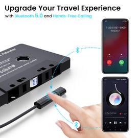 voijump Cassette Audio Bluetooth Adapter Receiver for Car, Wireless Cassette to AUX Adapter with Hands-Free Calling – Compatible with Old Car Stereo, Smartphone, MP3 Player