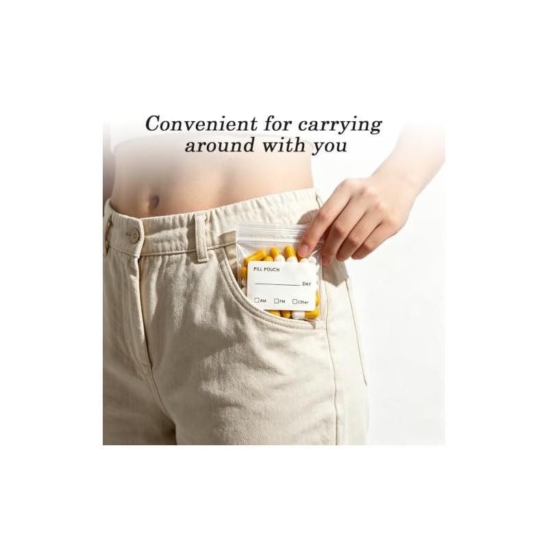 100Pcs Medication Bag, Repeatedly Sealing Pill Pouch, Portable Pill Bags