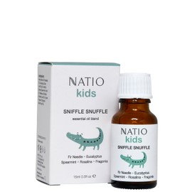 Natio Australia Kids Sniffle Snuffle Essential Oil Blend 15ml - Essential Oils Safe for Kids - Fir Needle, Eucalyptus, Spearmint, Rosalina & Fragonia Pure Essential Oils - Vegan Friendly & Made in Australia