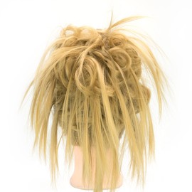 IMISSU 2PCS Messy Hair Bun Piece Updo Fake Scrunchies Extension Wavy Curly Hairpieces Ponytail Chignon Headband for Women Girls (2PCS Ash Blonde)