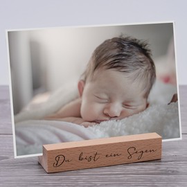 Interluxe Card Holder – Du bist EIN Segen – Greeting Card Holder with Saying Photo Holder Card Stand Place Card Holder Made of Wood