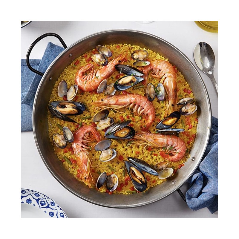 Carmencita. Seafood Paella. Dehydrated Broth with Saffron. Hotel size. 750g