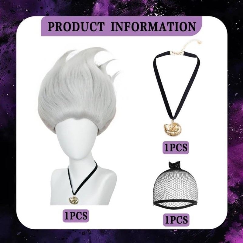 Pure Silver Wig for Men Silver Straight Cosplay Wigs for