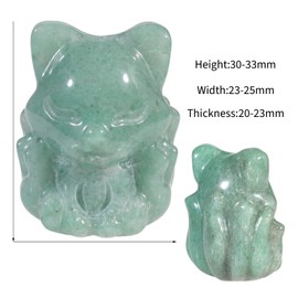 KYEYGWO Carved Crystal Fox Figurine Decoration, Small Green Aventurine Stone, Nine-Tailed Fox Statue, 3 cm Pocket Stones, Animal Sculpture, Lucky Charm, Healing Stone, Collectible Figure, Talisman
